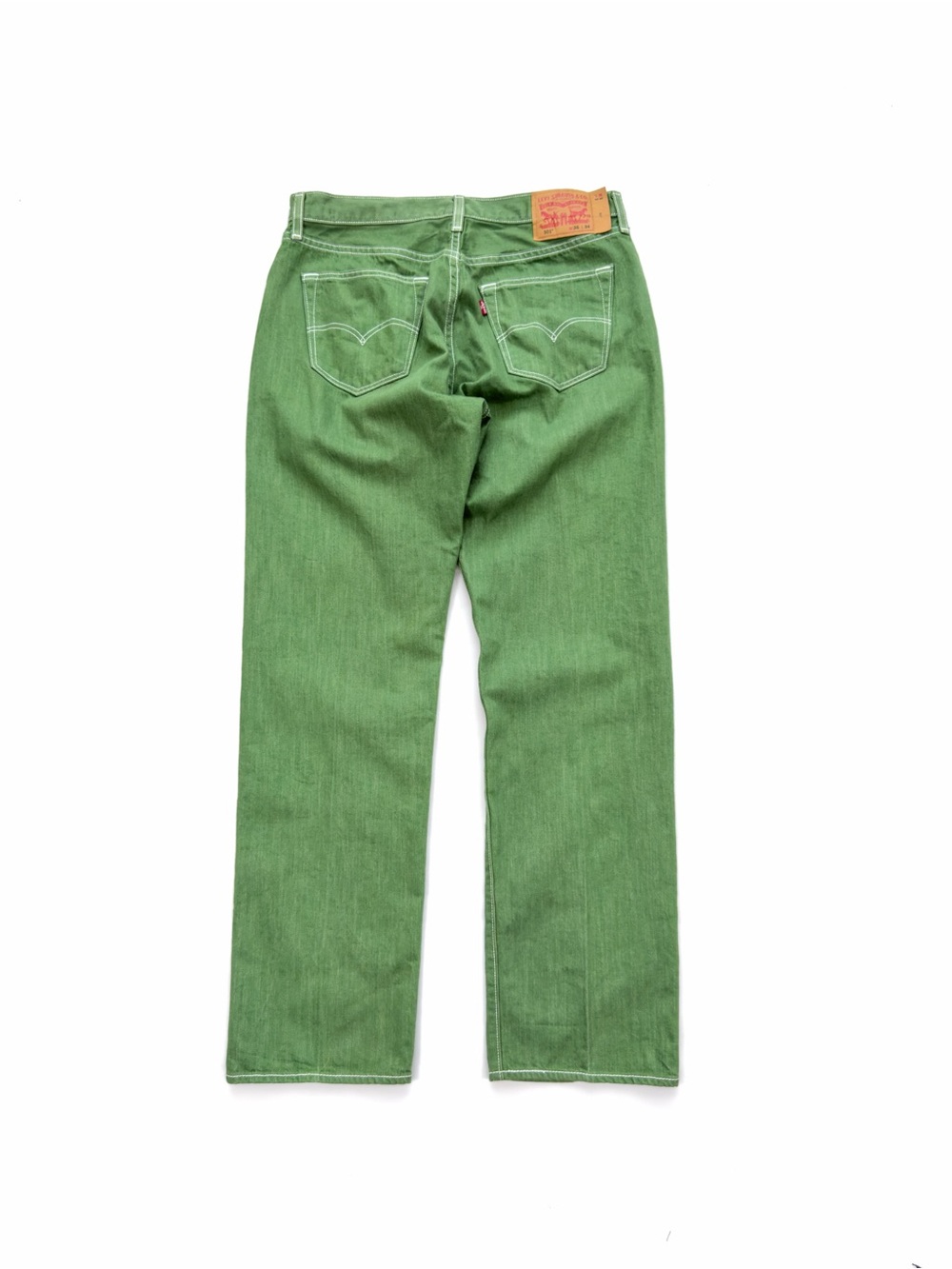 Levis 501 Jeans Mens 33/32 (Tag 36/34) Straight Leg Button Fly Denim Green